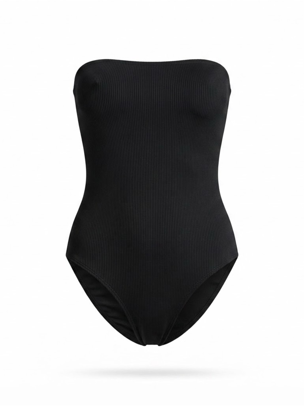 Cotton On Black Strapless Ribbed One-Piece Swimsuit